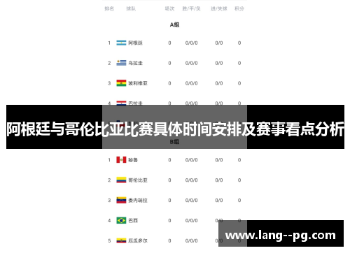 阿根廷与哥伦比亚比赛具体时间安排及赛事看点分析 阿根廷与哥伦比亚比赛具体时间安排及赛事看点分析