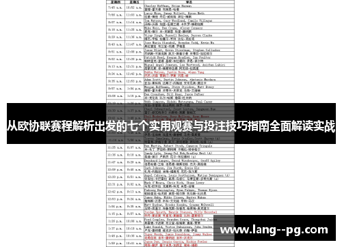 从欧协联赛程解析出发的七个实用观赛与投注技巧指南全面解读实战 从欧协联赛程解析出发的七个实用观赛与投注技巧指南全面解读实战